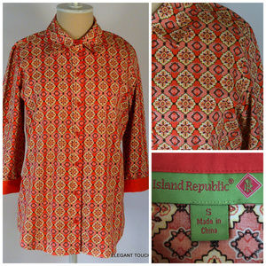 Island Republic Women PINK & White Button-down Shirt Top SMALL